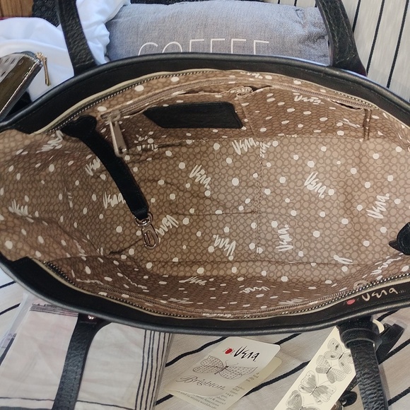 🎁💝NWT Brighton ❤️s Vera pink, black and grey canvas and leather tote bag. - Picture 13 of 16